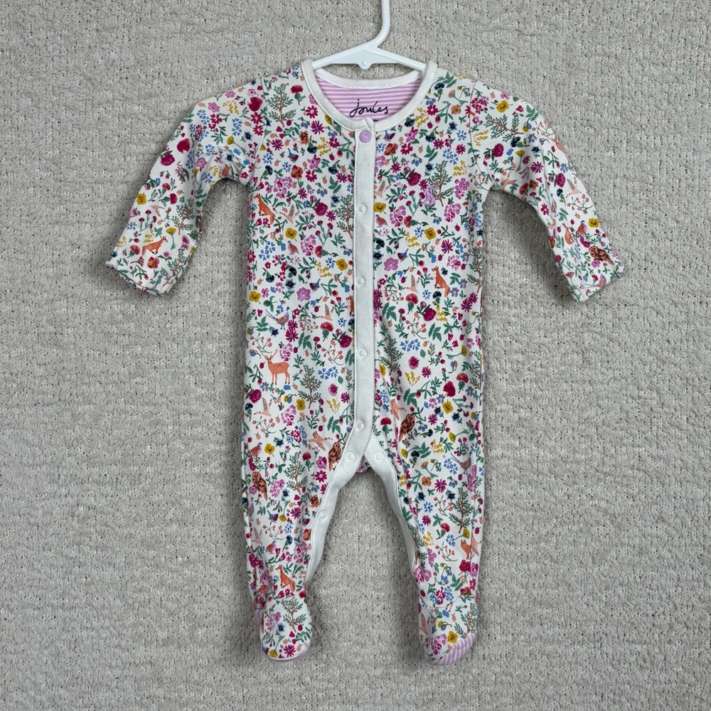 Joules Infant Girls 3 Month Multi Ditsy‎ Floral Woodland Friends Full Snap